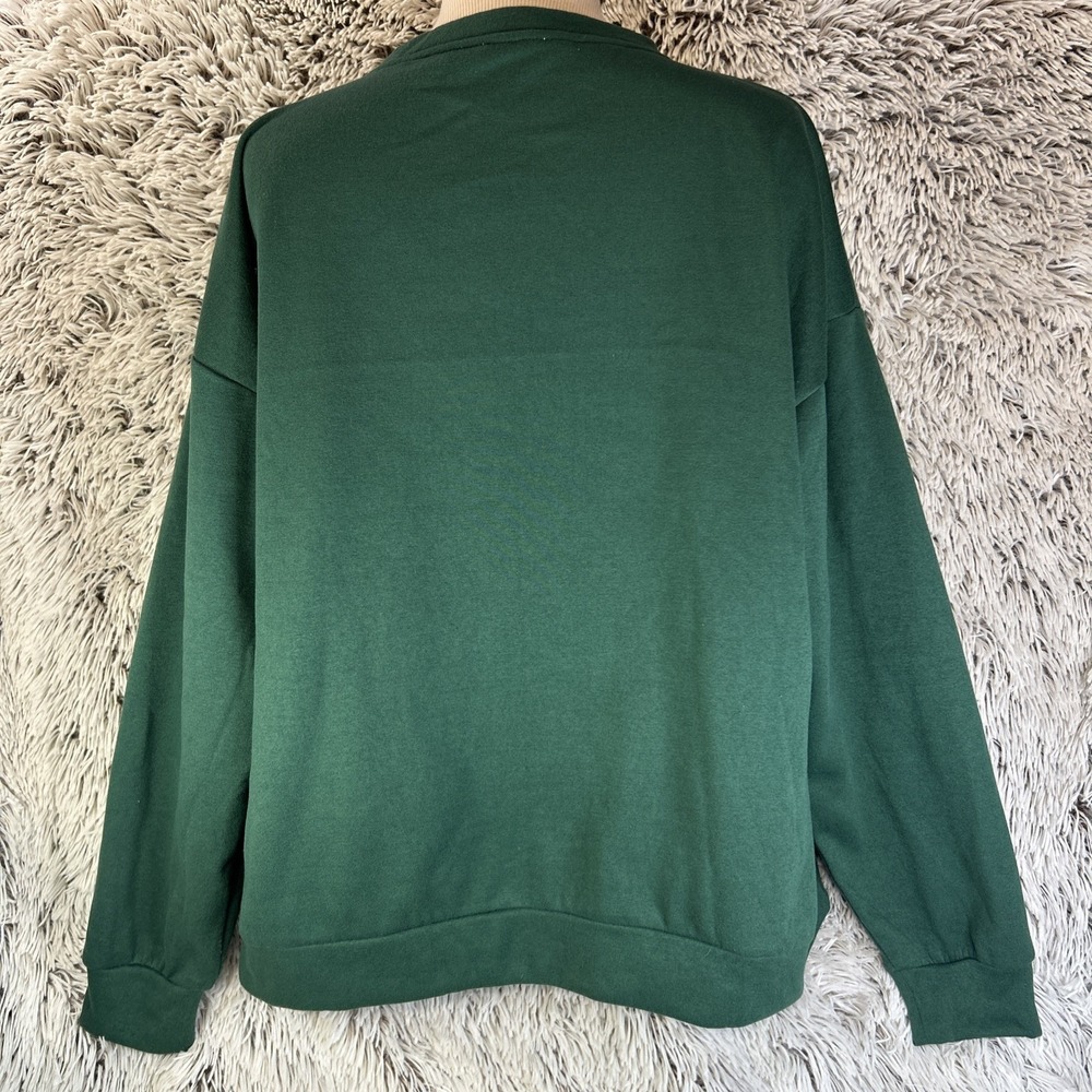 Bibi Green Red Plaid Ribbon Crewneck Pullover Christmas Gold Sequin Holiday Sz S - Picture 6 of 12